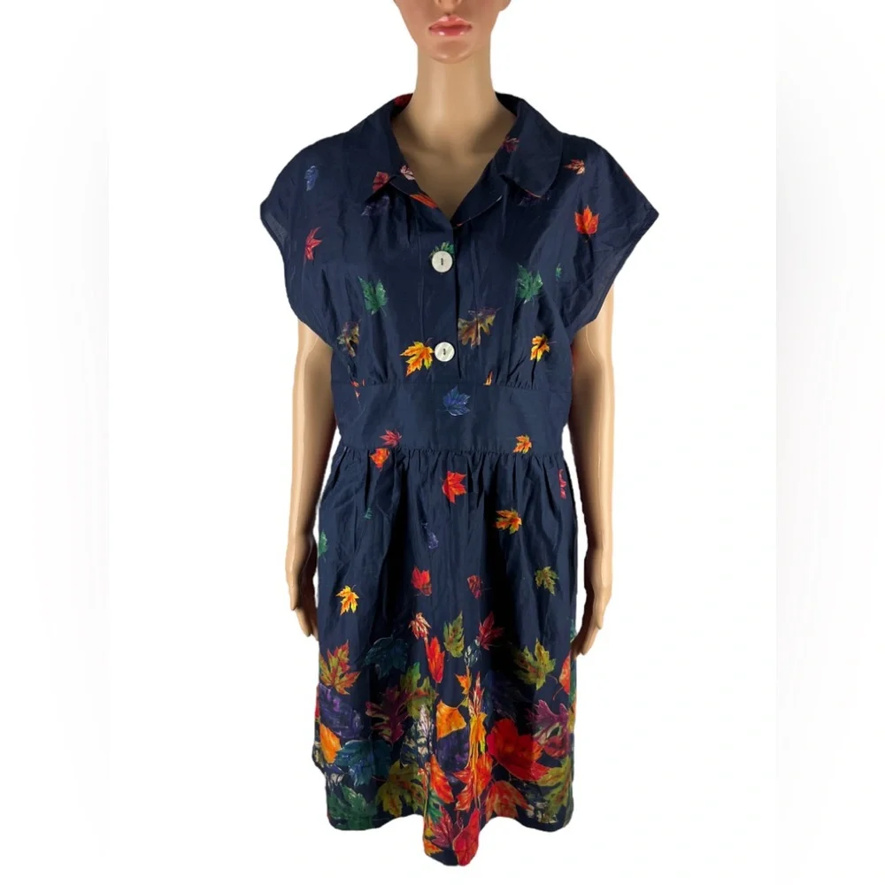 ModCloth Womens 16 Dress Can't Be Leaf I'm Fallin' For You Fit and Flare NWT - Picture 2 of 13